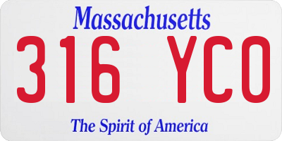 MA license plate 316YC0