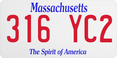 MA license plate 316YC2