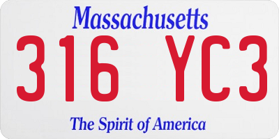 MA license plate 316YC3