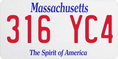 MA license plate 316YC4