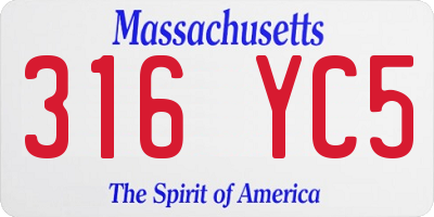 MA license plate 316YC5