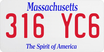 MA license plate 316YC6