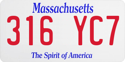 MA license plate 316YC7