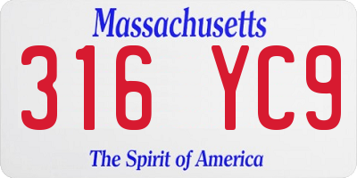 MA license plate 316YC9