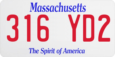 MA license plate 316YD2