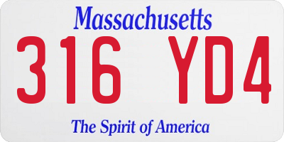 MA license plate 316YD4