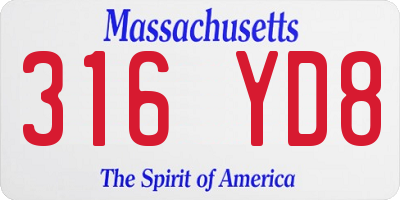 MA license plate 316YD8