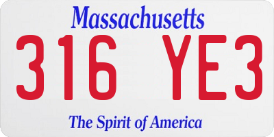 MA license plate 316YE3