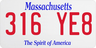 MA license plate 316YE8