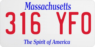 MA license plate 316YF0