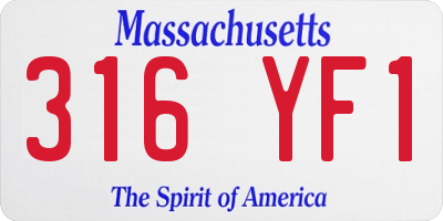 MA license plate 316YF1