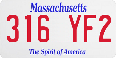 MA license plate 316YF2