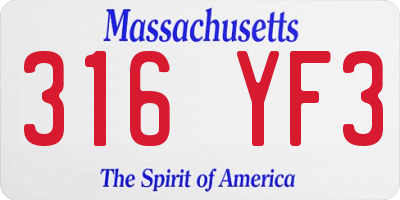 MA license plate 316YF3