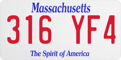 MA license plate 316YF4