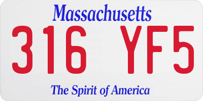 MA license plate 316YF5
