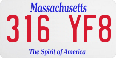 MA license plate 316YF8