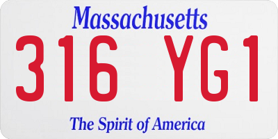 MA license plate 316YG1