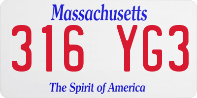 MA license plate 316YG3