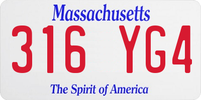 MA license plate 316YG4