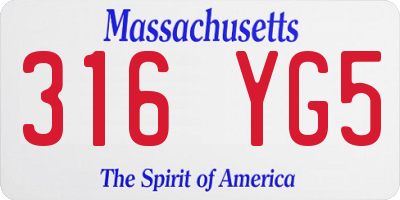 MA license plate 316YG5