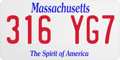 MA license plate 316YG7