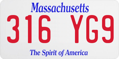 MA license plate 316YG9