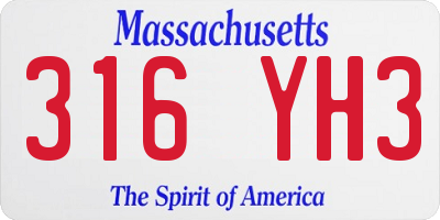 MA license plate 316YH3