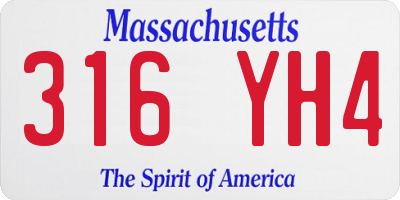 MA license plate 316YH4