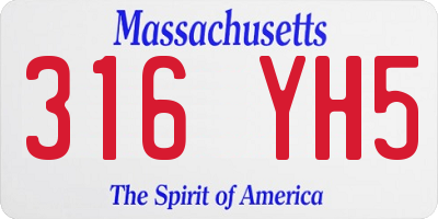 MA license plate 316YH5