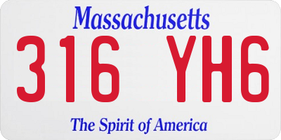 MA license plate 316YH6