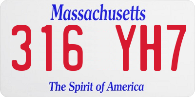 MA license plate 316YH7