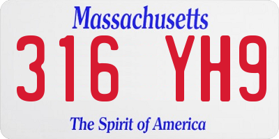 MA license plate 316YH9