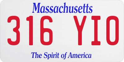 MA license plate 316YI0