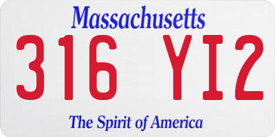 MA license plate 316YI2