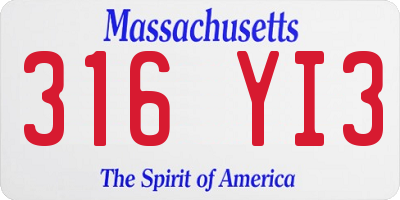 MA license plate 316YI3