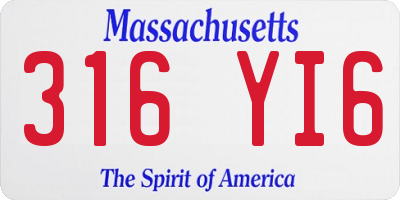 MA license plate 316YI6