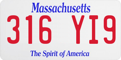 MA license plate 316YI9