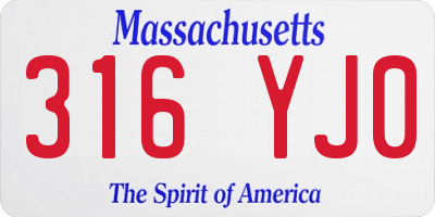 MA license plate 316YJ0