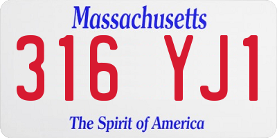 MA license plate 316YJ1