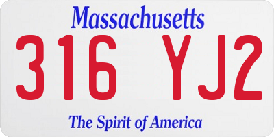 MA license plate 316YJ2