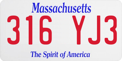 MA license plate 316YJ3