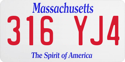 MA license plate 316YJ4