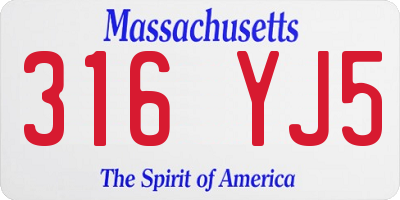 MA license plate 316YJ5