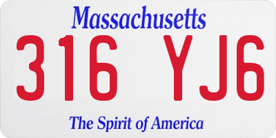 MA license plate 316YJ6