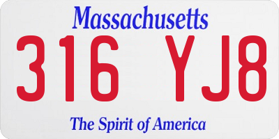 MA license plate 316YJ8