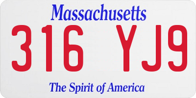 MA license plate 316YJ9