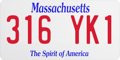 MA license plate 316YK1
