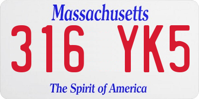 MA license plate 316YK5