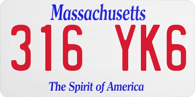 MA license plate 316YK6