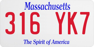 MA license plate 316YK7